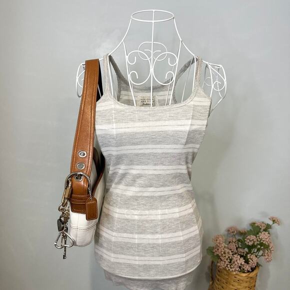 Cute gray striped vintage y2k Abercrombie cami tank top - Picture 1 of 7